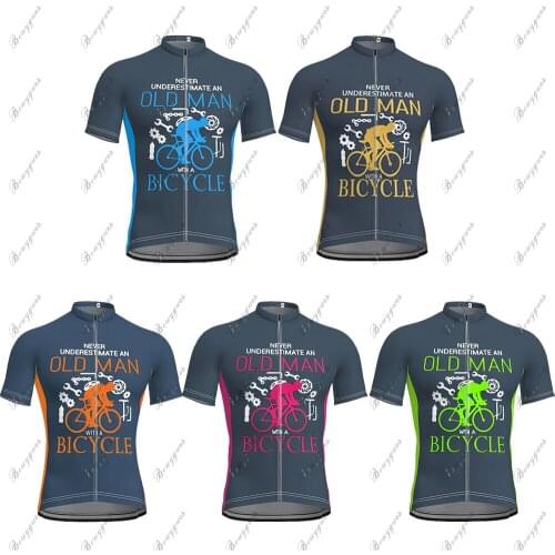 MenS Short Sleeve Cycling Jersey Polyester Blue Yellow Bike Clothes Top Road Quick Dry Moisture Wicking Breathable Sports Wear