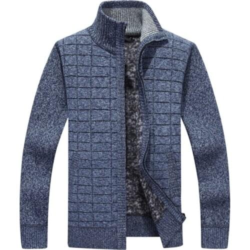 Cashmere Sweater Men With Zipper Cotton Red Sweater Men Zip Cardigan Masculino Fleece Warm Thicken Clothes