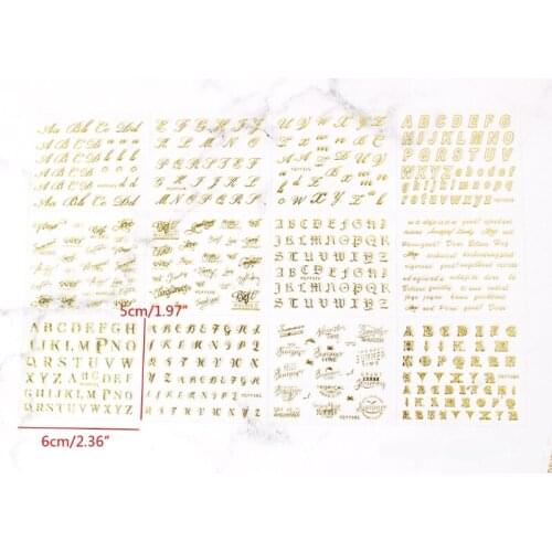 24Pcs Gold Foil Metallic Power Letters Wishes Words Sticker Kit Resin Decor A0KD