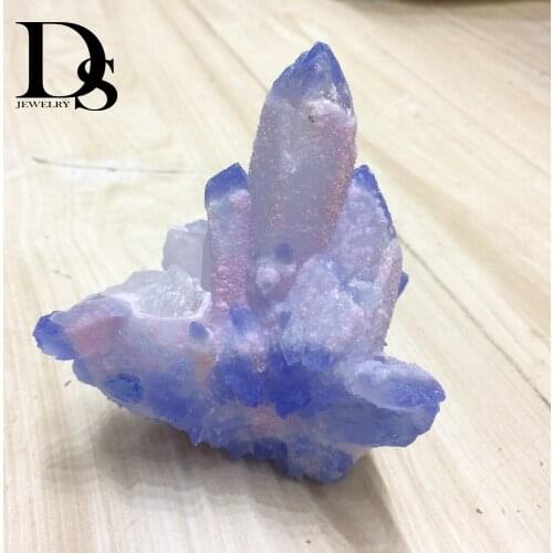 Natural Blue Ghost Quartz Crystal Cluster Drusy Spicule Aura Angel Clear Quartz Wands Points Specter Healing Mineral Specimen