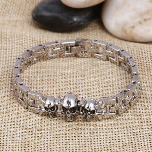 New Arrival Men Stainless Steel Bracelet & Bangles Skull Men Jewelry Accessories Male Punk Charm Bracelet Wristband pulseira