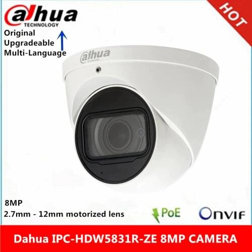 Original Dahua IPC-HDW5831R-ZE 8MP WDR IR50M 2.7mm-12mm motorized lens IP67 IK10 built-in mic PoE WDR Eyeball Network IP Camera