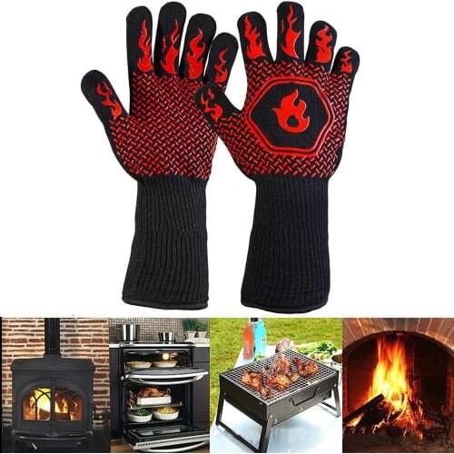Hot BBQ Grilling Cooking Gloves Extreme Heat Resistant Oven Welding Gloves High Quality Kitchen Barbecue Glove Preventor
