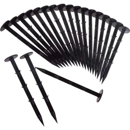 100pcs Plastic Garden Landscape Edging Stakes Barb Staples Large Nail Head Weed Securing Net Cloth Camping Tent Ground Cover