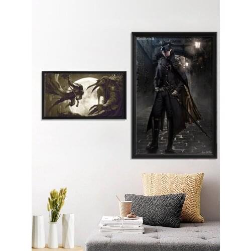 Bloodborne Anime Portrait Hunter Game Art Silk Fabric Poster Picture for Living Room Decoration