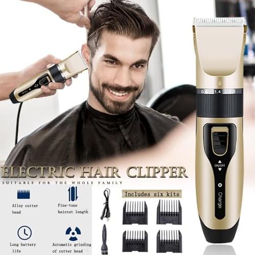 Professional Digital Hair Trimmer Rechargeable Electric Hair Clipper Mens Cordless Haircut Adjustable Ceramic Blade