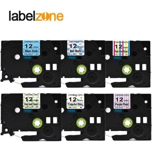 Multicolor 12mm Tze Label Tape Compatible P-touch Label Printers Tze231 Tze-231 Tze PT Label Ribbon Cassette Tze 231
