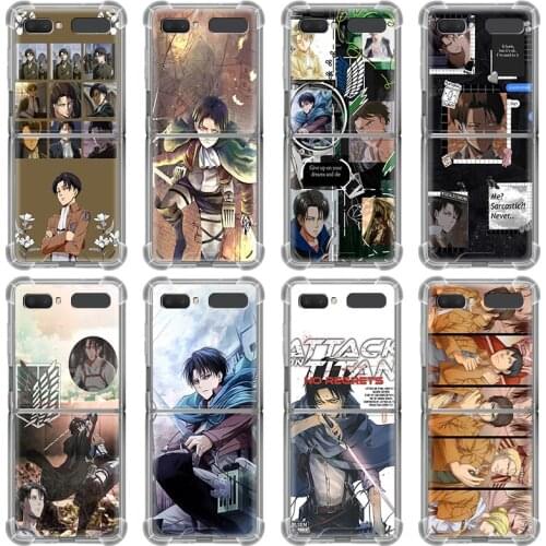 Luxury Airbag Shockproof Cover Phone Case For Samsung Galaxy Z Flip 5G Z Flip TPU Soft Capa Shell Japan Anime Attack On Titan