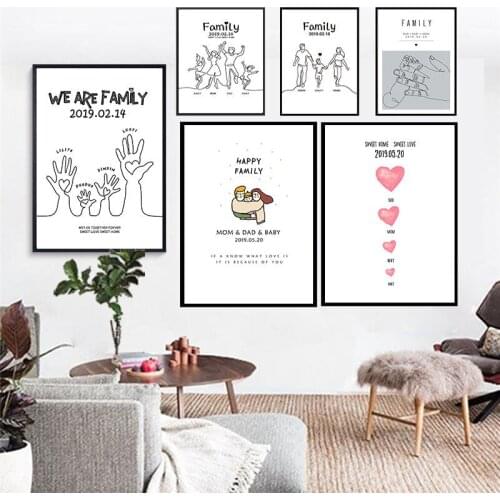 Self-adhesive Wall Stickers Customized Data Family Anniversary Home Decor Wall Art Commemorate Posters and Prints for Bedroom