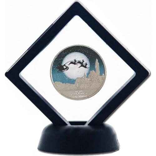 Merry Christmas Snowman Deer Silver Commemorative 1.57"*0.12" Coin Collectibles W/ Plastic Frame