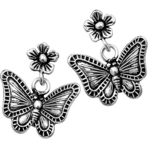 925 Sterling silver Butterfly stud earrings animal flower costume charm fashion jewelry gifts women girls dropshipping YCE123A