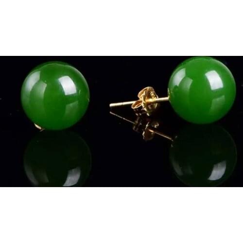 18 k gold inlaid natural jade earrings