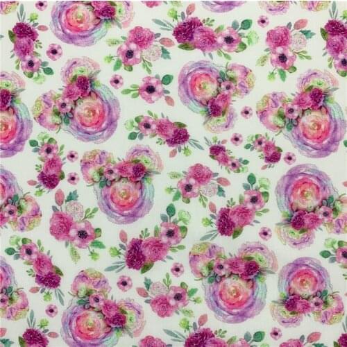 Pretty pink flowers Polyester cotton Fabric Patchwor Printed for Tissue Home Textile for diy Sewing Girl Dress Curtain mask
