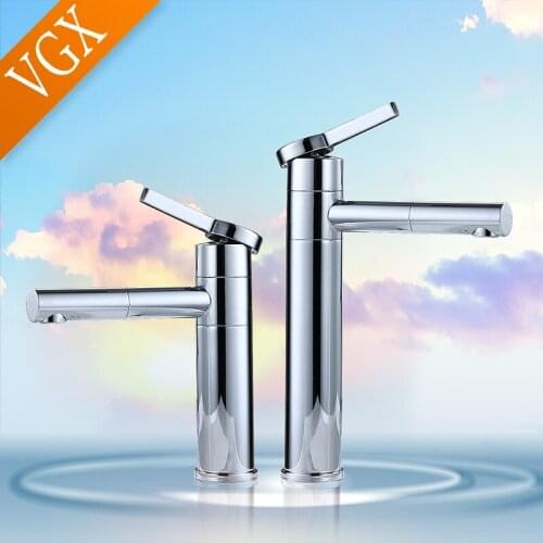 VGX Bathroom Sink Faucets 360 Rotation Spout Tall Basin Mixer Tap Hot&Cold Faucet Water Taps Crane Brass Chrome F622-101