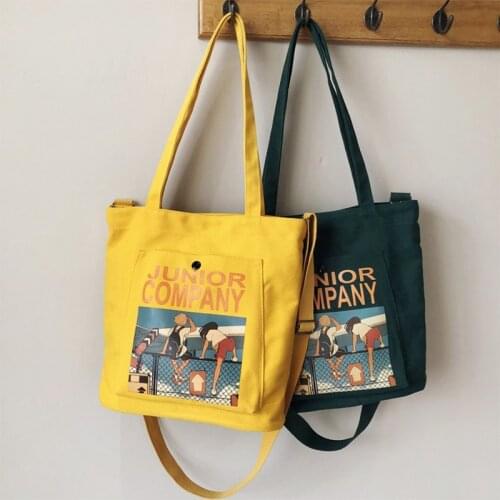 2021 Canvas Bag Shopper with Print Shoulder Tote Bag for Women Girls Female Handbag Casual Travel Schoolbag Wallet Crossbody Bag