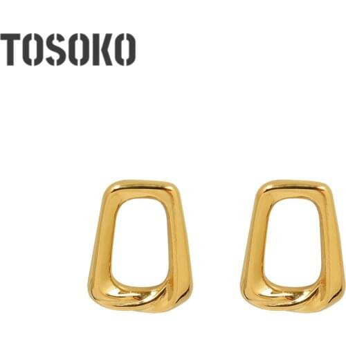 TOSOKO Stainless Steel Jewelry Geometric Square Stereo Earrings Womens Fashion Earrings BSF470