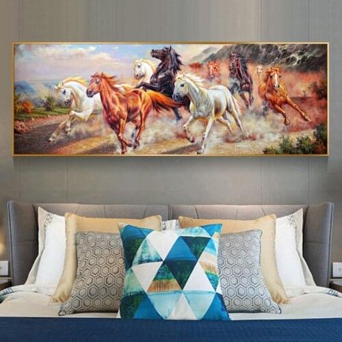 Traditional Chinese Running horses Oil Painting on Canvas Posters and Prints Wall Art Pictures for Living Room Home Decoration