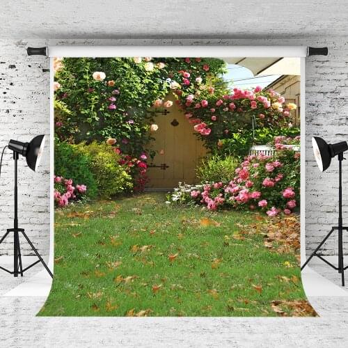VinylBDS Photo Backdrop Garden Backdrop Rustic Backdrop Flower Wall Wedding Background Vintage Background for Photo Studio