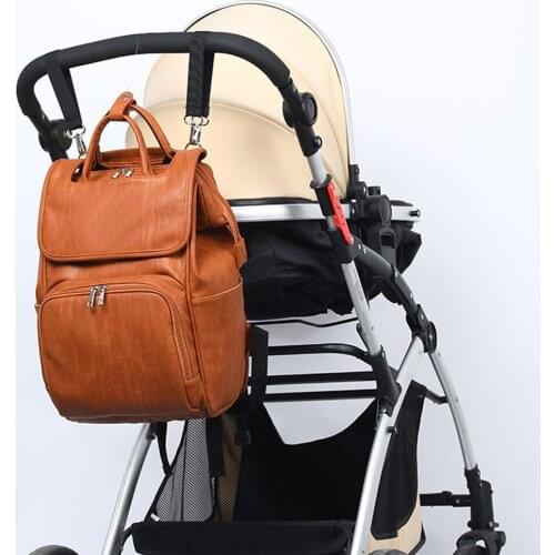 Large Capacity Diaper Bags PU Leather Mummy Maternity Nappy Travel Backpack Multi Function Organizer