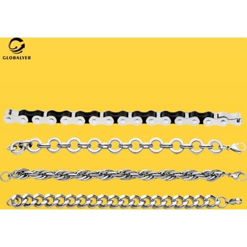 Explosion models Men and women titanium steel bracelet Locomotive cycling chain NK chain twist stainless steel bracelet 102