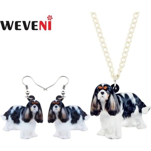 WEVENI Acrylic Elegant Cavalier King Charles Spaniel Dog Necklace Earrings Jewelry Sets Teen Fashion Charm Gift Party Decoration