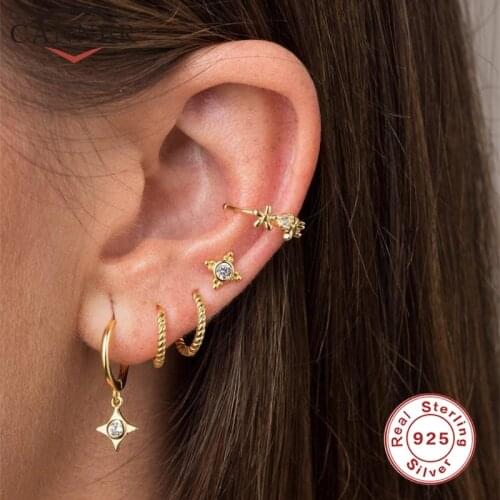 925 Sterling Silver Geometric Twist tide Hoop Earrings for Women ins Round Gold Silver color small Earrings 2019 Fashion Jewelry