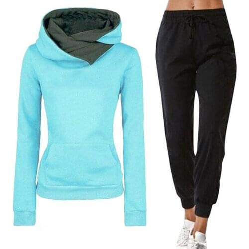 Women Tracksuit Hoodies Two Piece Sweatshirt+Pants Casual Jogger Hooded Streetwear Female Outfits Sports Set Oversized Outfits