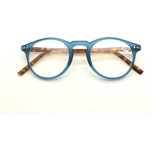 +1.0~+3.5 Retro Blue Black Leopard Round Fashion Reading Glasses Women Men Ultralight Anti Fatigue Presbyopic Magnifier