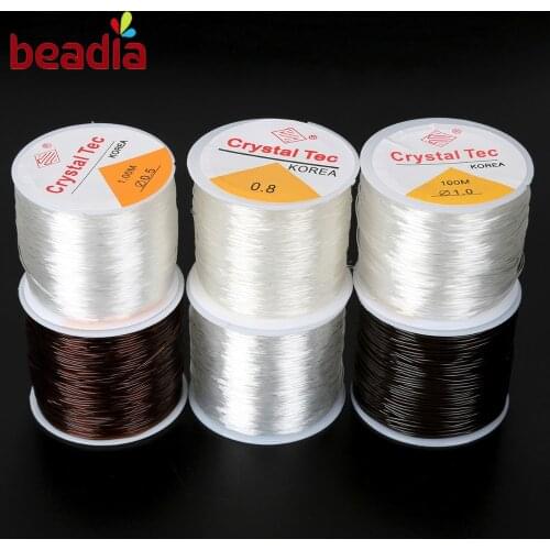 100/80/50/45M A Roll 0.5/0.6/0.8/1mm Crystal Elastic Beading Wire Cords Transparent White Brown String Thread For DIY Jewelry