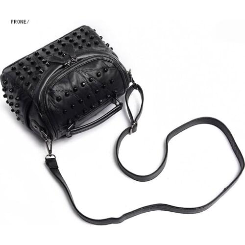 2020 New Tote Bag Genuine Leather Handbag Women Rivet Design Sheepskin Shoulder Bags Fashion Crossbody Bags for Women