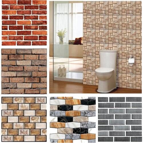 3d Wall Stickers DIY Self-adhesive PVC Imitation Brick Floor Tile Wall Sticker For Living Room Kitchen TV Backdrop Decor 30*30cm