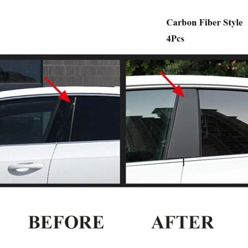 4pcs Carbon Fiber Style Car Door Window B Pillar Post Cover Trim Stickers Fit For VW Arteon 2019 2020 2021