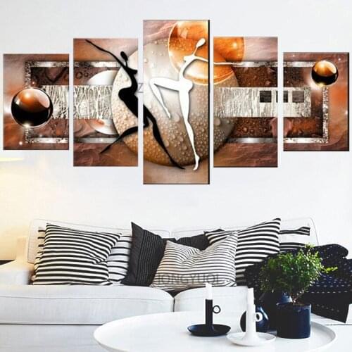 Abstract Art Couple Dancing 5 Panel Canvas Picture Print Wall Art Canvas Painting Wall Decor for Living Room Poster