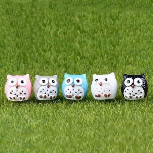 5pcs Artificial Animal Owl Miniature Fairy Garden Home Houses Decoration Mini Craft Micro Landscaping Decor DIY Accessories