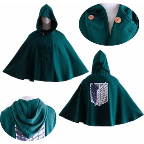 Athemis Tokyo Attack On Titan Cloak For Eren Levil Mikasa Ackerman High Quality Blackish Green Color For Halloween Game Party
