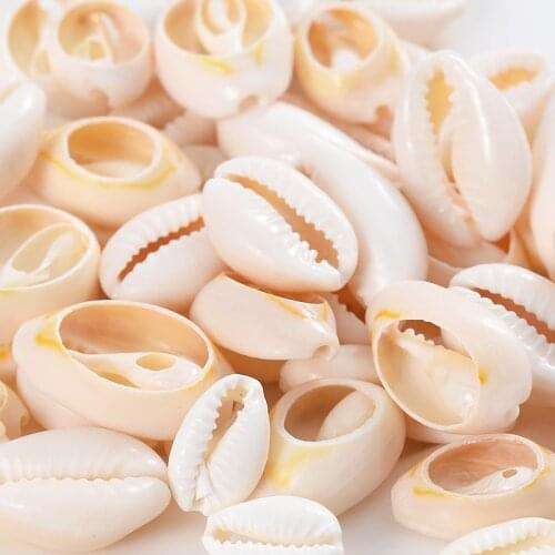White Natural Oval Shell Beads Without Holes Charm Cowrie Conch Loose Spacer Beads For Jewelry Making DIY Bracelet Necklace