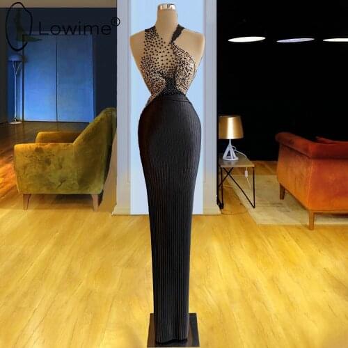 Black Pearls Long Straight Evening Dresses Sexy Illusion Formal Women Gowns for Weddings abiti da sera Custom Made
