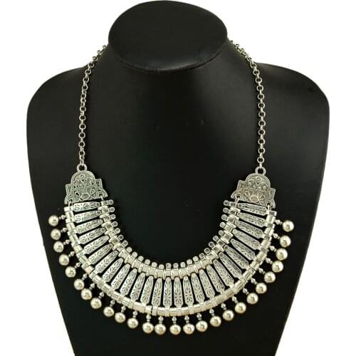 Gypsy Ethnic Vintage necklace Jewelry For Women Carved Flower Coin Choker Necklace collar Afghan Indian Turkish Miao Jewelry