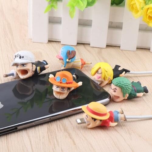 Cartoon Luffy Animal Cable Bite Protector Chopper Model Organizer Holder Cute One Piece For iPhone11PROMAX XS Cable Winder Cover