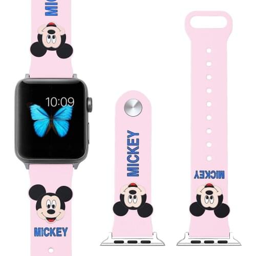 Disney Cute Mickey Minnie Watch Strap iWatch 4 5 Silicone Bracelet for iWatch Tablet Shock Absorber for iWatch Strap 123 38-40mm