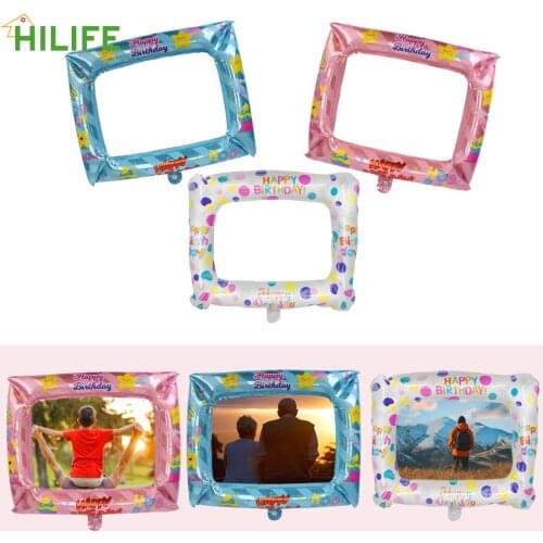 Birthday Photo Booth Happy Birthday 1Pcs Inflatable Frame Photo Graduation Party Decorations Foil Balloons Balloon Photo Frame