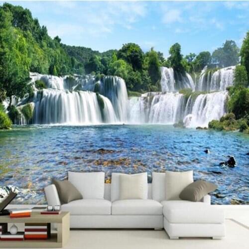 Custom Wall Mural Wallpaper Home Decor Nature Landscape 3D Photo Wall Paper for Living Room Bedroom Large Size Waterfall Mural