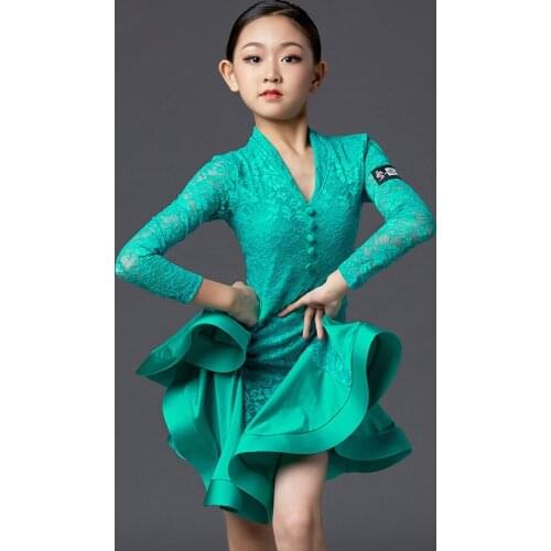 H9164 Girls Latin Dance Dress Child Ballroom Dancing Rumba Samba Latin Kids Professional Latin Dance Competition Costume