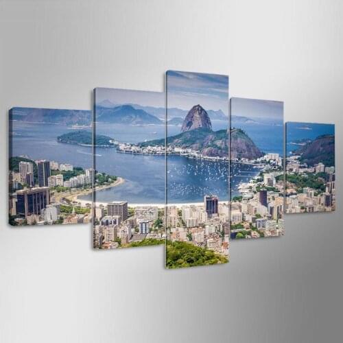 Canvas Pictures Modern Decoration Living Room Printed 5 Pieces Brazil Rio DE Janeiro Poster Paintings Modular Wall Art(No Frame)