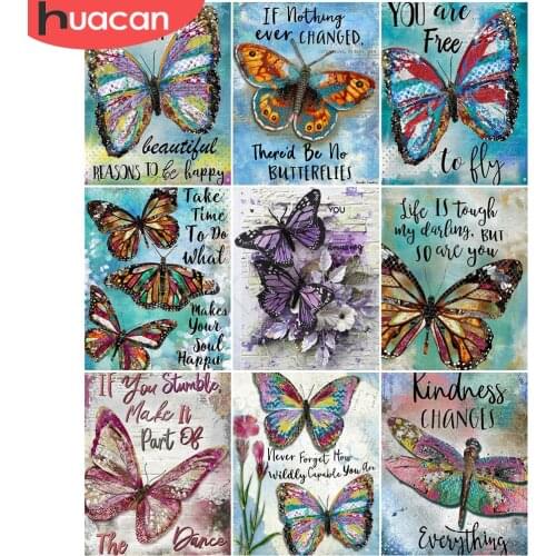 HUACAN Painting By Number Colorful Butterfly Drawing On Canvas HandPainted Art Gift DIY Picture By Numbers Animals Kits