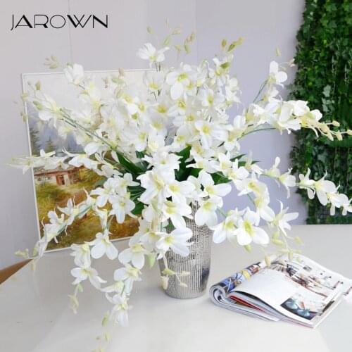 JAROWN Artificial Orchid Flowers Branch Silk Cattleya Flower Butterfly Orchid Home Wedding Dining Table Decor Fake Flower