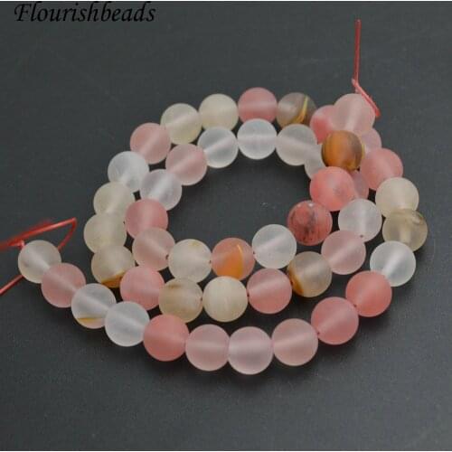 4mm~12mm Matte Natural Mix Pink Color Watermelon Quartz Stone Round Loose Beads Jewelry Making Supplies
