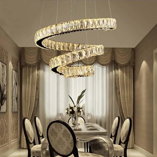 Nordic Modern Luxury Led Crystal Glass Chandelier Lighting Ceiling Hanging Circle Pendant Light Fixtures Living Room Home Decor