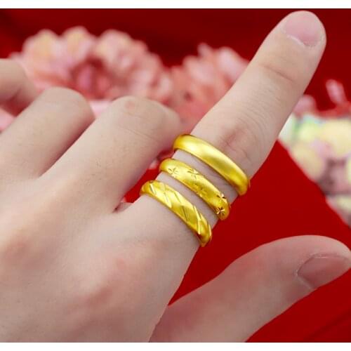 Fashion Simple Opening Carved Ring Minimalist Gold Color Stars Smooth Adjustable Ring For Men Women Couple Engagement Jewelry