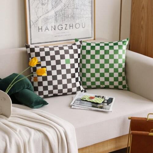 Soft Grids Pillow Case Nordic Back Pillows Cushion Cover Pillowcase Decorations for Home Office Studio Aesthetic Room Decor